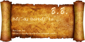 Bódy Borbála névjegykártya