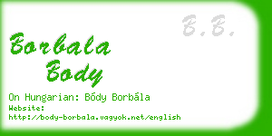 borbala body business card