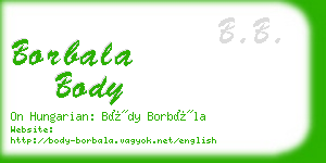 borbala body business card